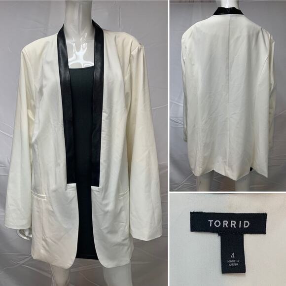 Torrid Blazer Tuxedo Jacket Women's 4X White Black Lapel NWOT - Picture 1 of 7